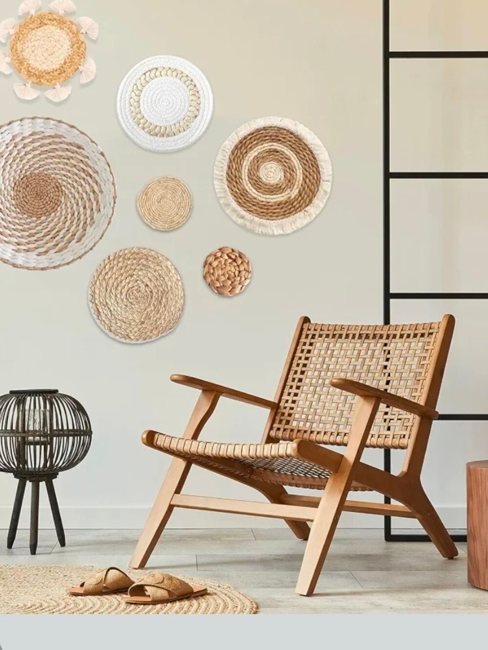Boho Wall Basket Decor Set of 7 Seagrass Rattan Wicker Wall Decor Handmade